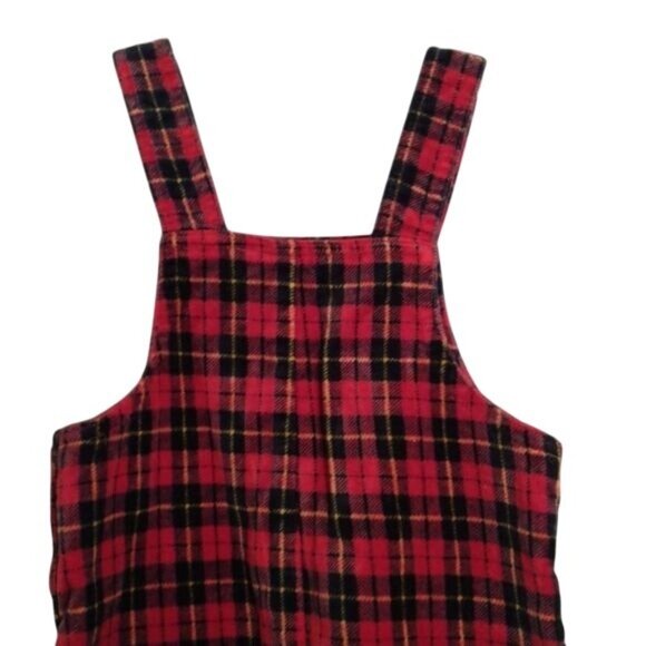 First Moments 6-9 months plaid overalls Red Black Yellow Adjustable - Picture 7 of 8